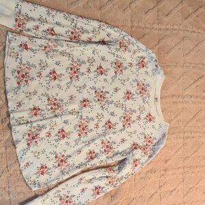 Women's Style & Co. White Floral Waffle Top